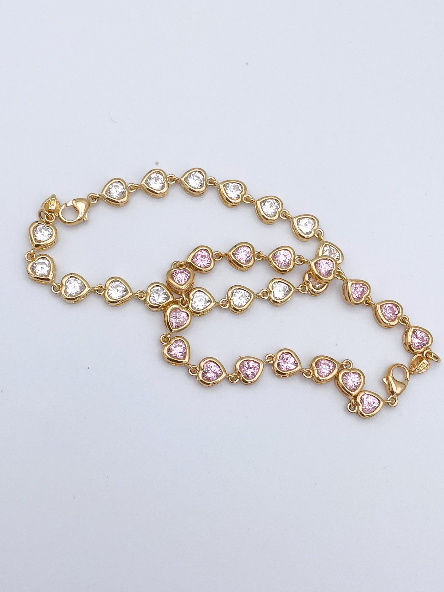 CZ Heart Bracelet- Solid Sterling Silver