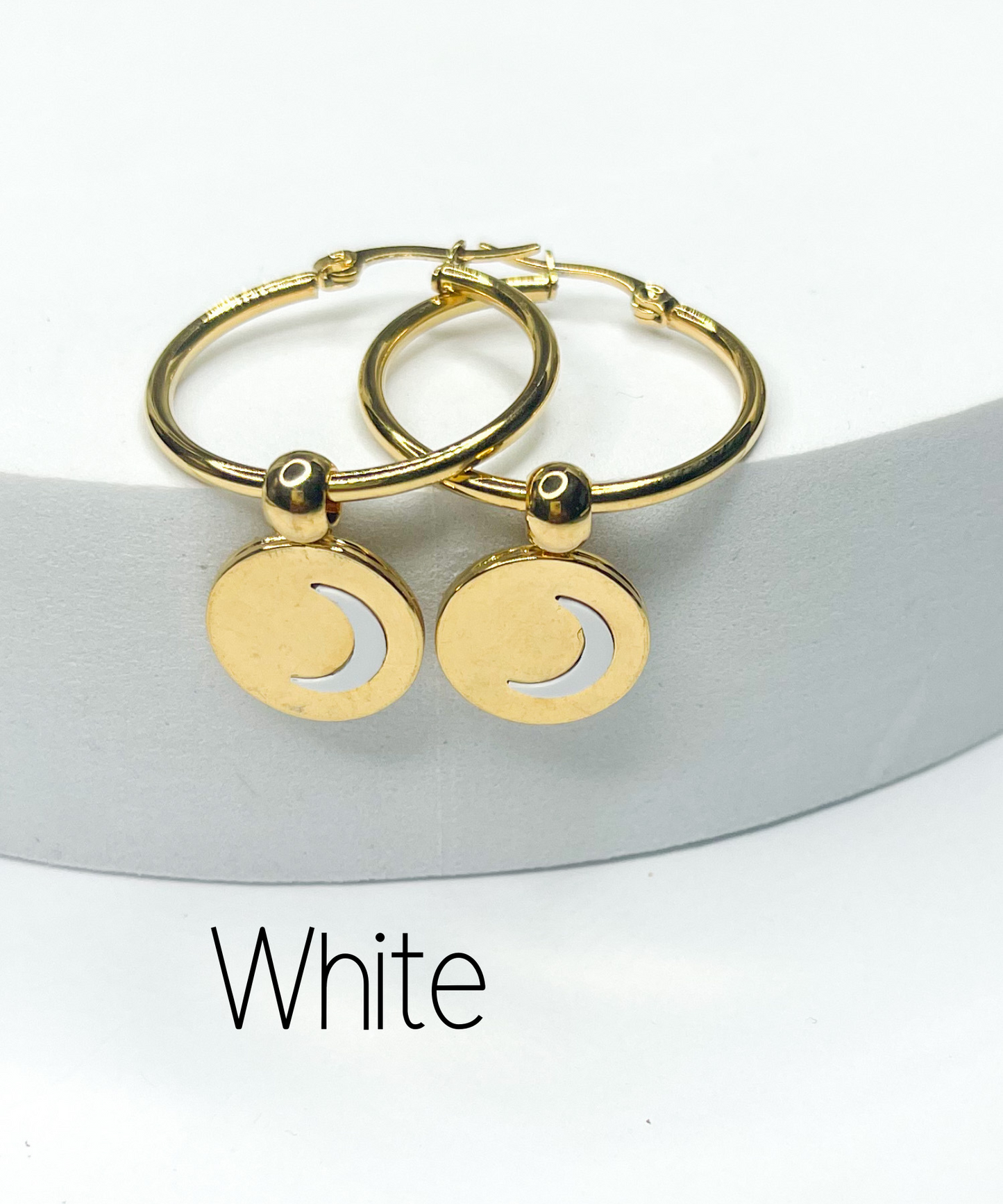 Hoops w Moon Dangles-18k Gold filled