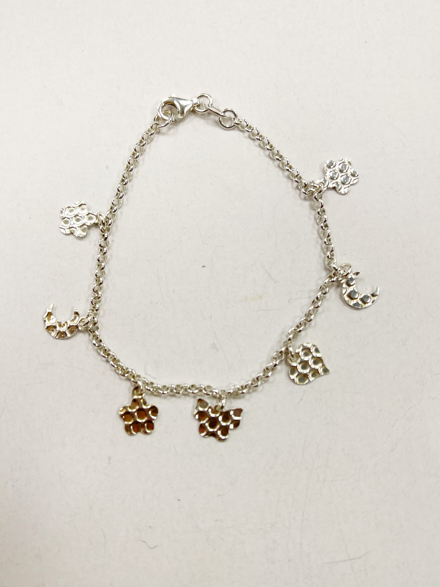 Dainty Bubble Star Bracelet 7 Inches-Solid Sterling Silver