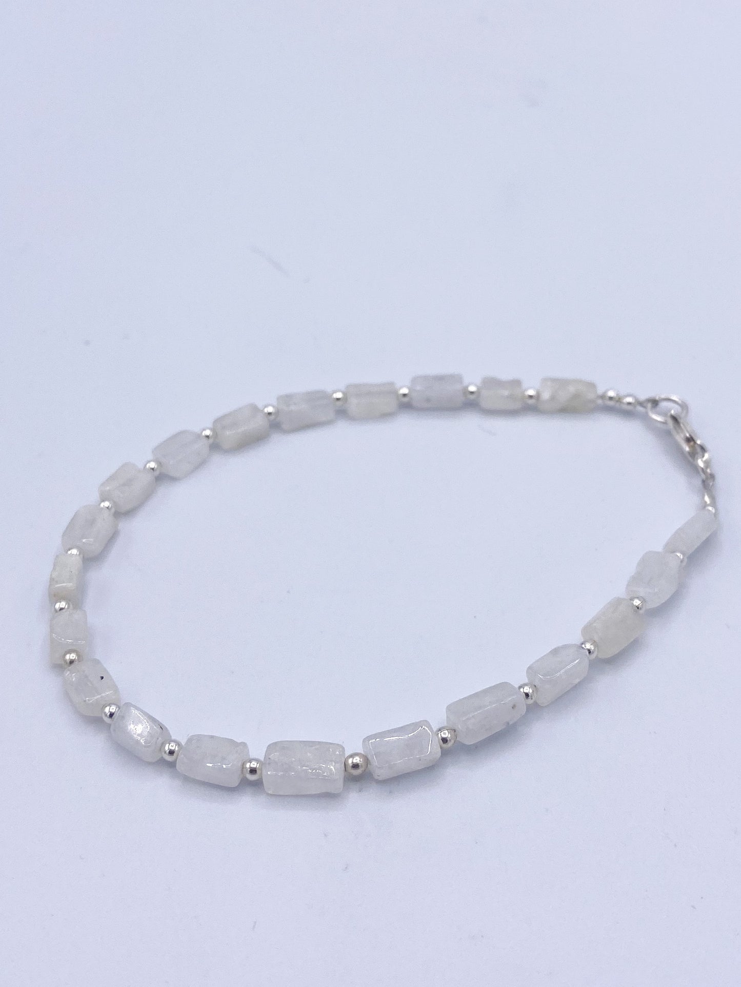 Square Moon Stone Bracelet-Solid Sterling Silver