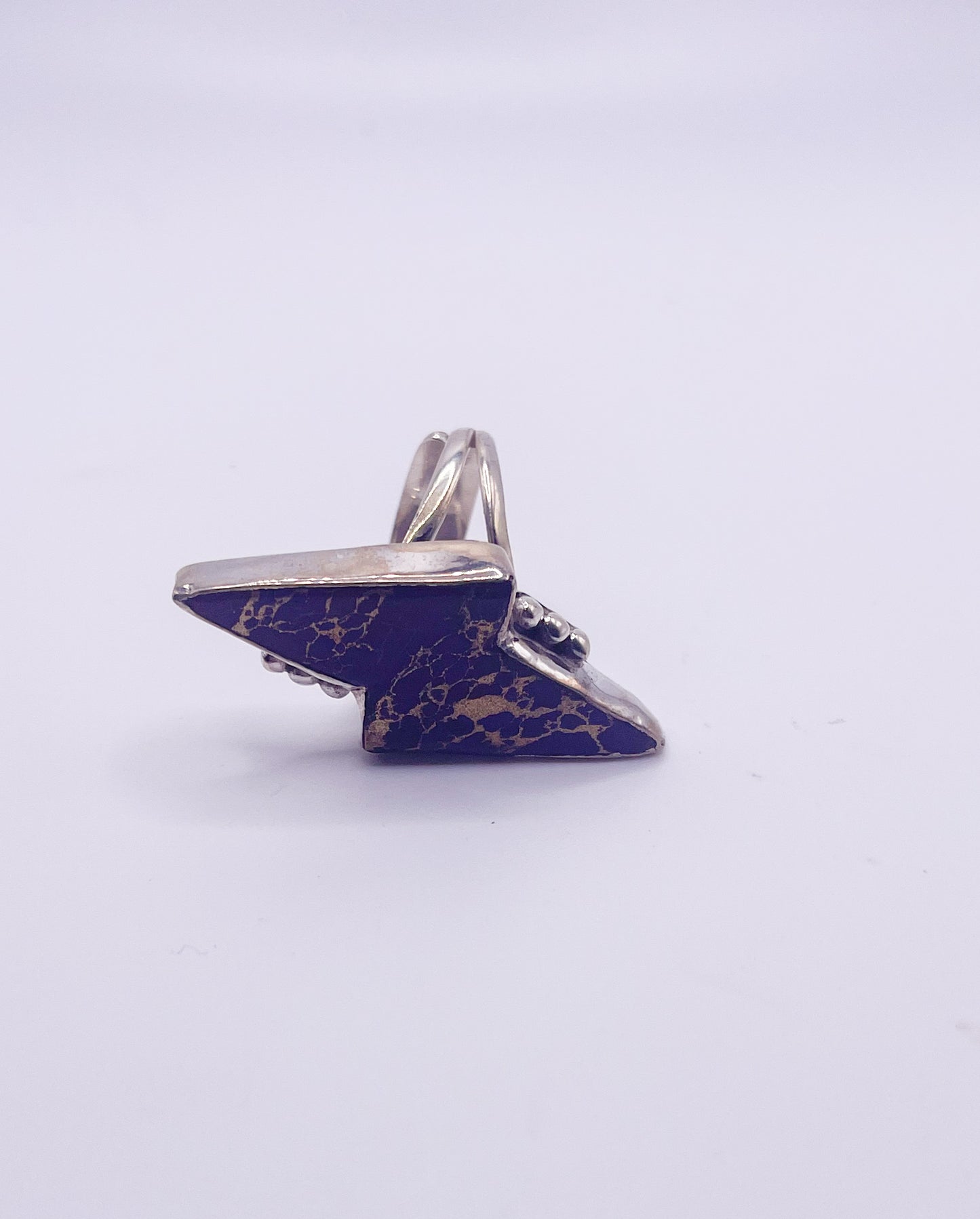 Turquoise Lighting Bolt Ring- Solid Sterling Silver