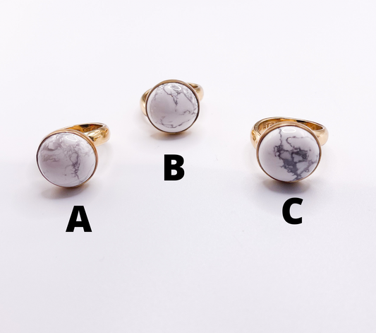 White Howlite Polka dot Ring-Alchemia