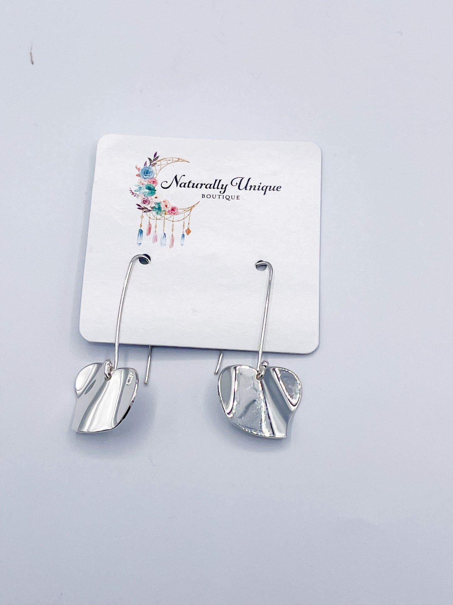Wavy Solid Heart Dangles - Solid Sterling Silver