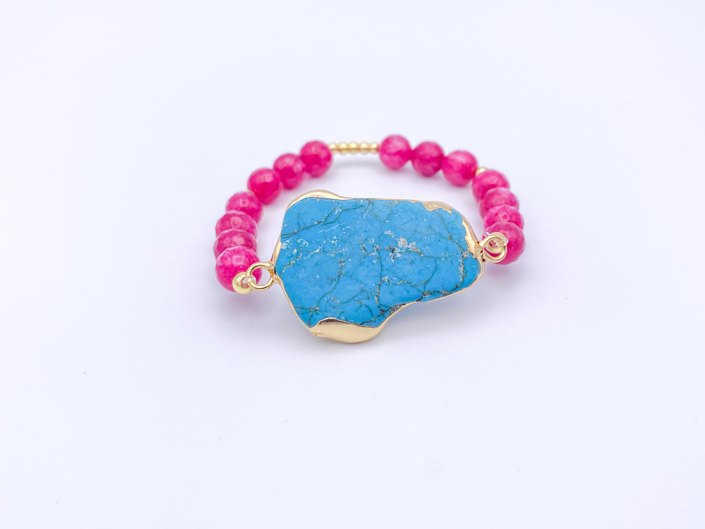 Turquoise Pink Agate Stretch Bracelet - 172