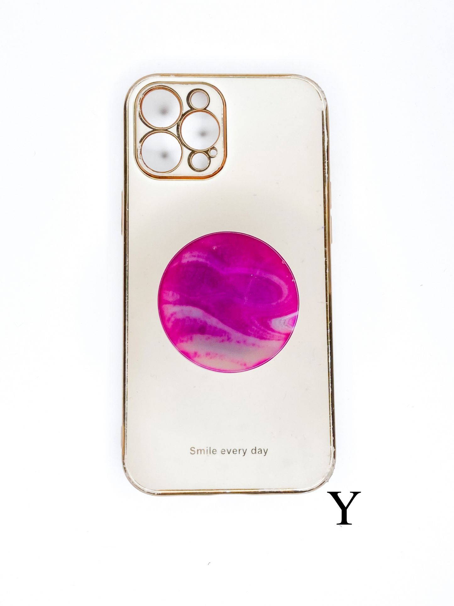 Pink Round Agate Phone Stones