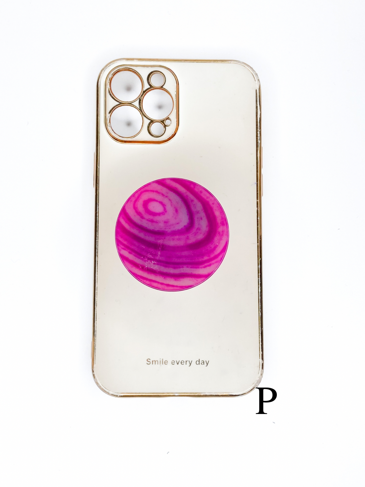Pink Round Agate Phone Stones