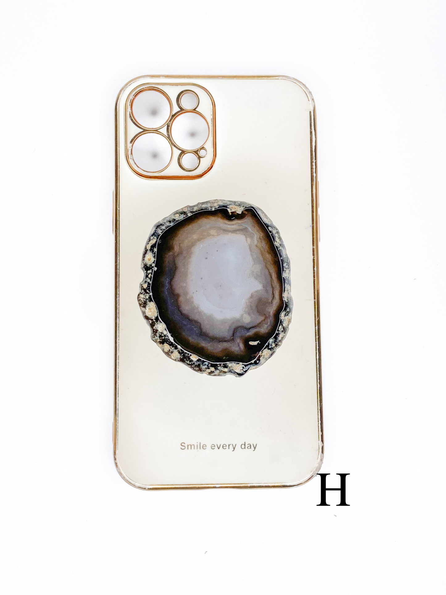 Black Natural Raw Agate Phone Stone