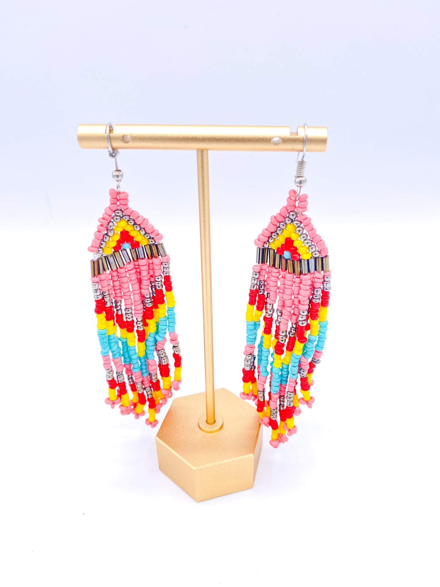 Pink Springtime Beaded Dangles