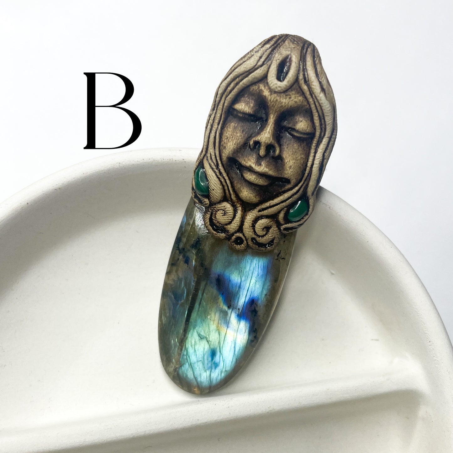 Face Labradorite Clay Pendants