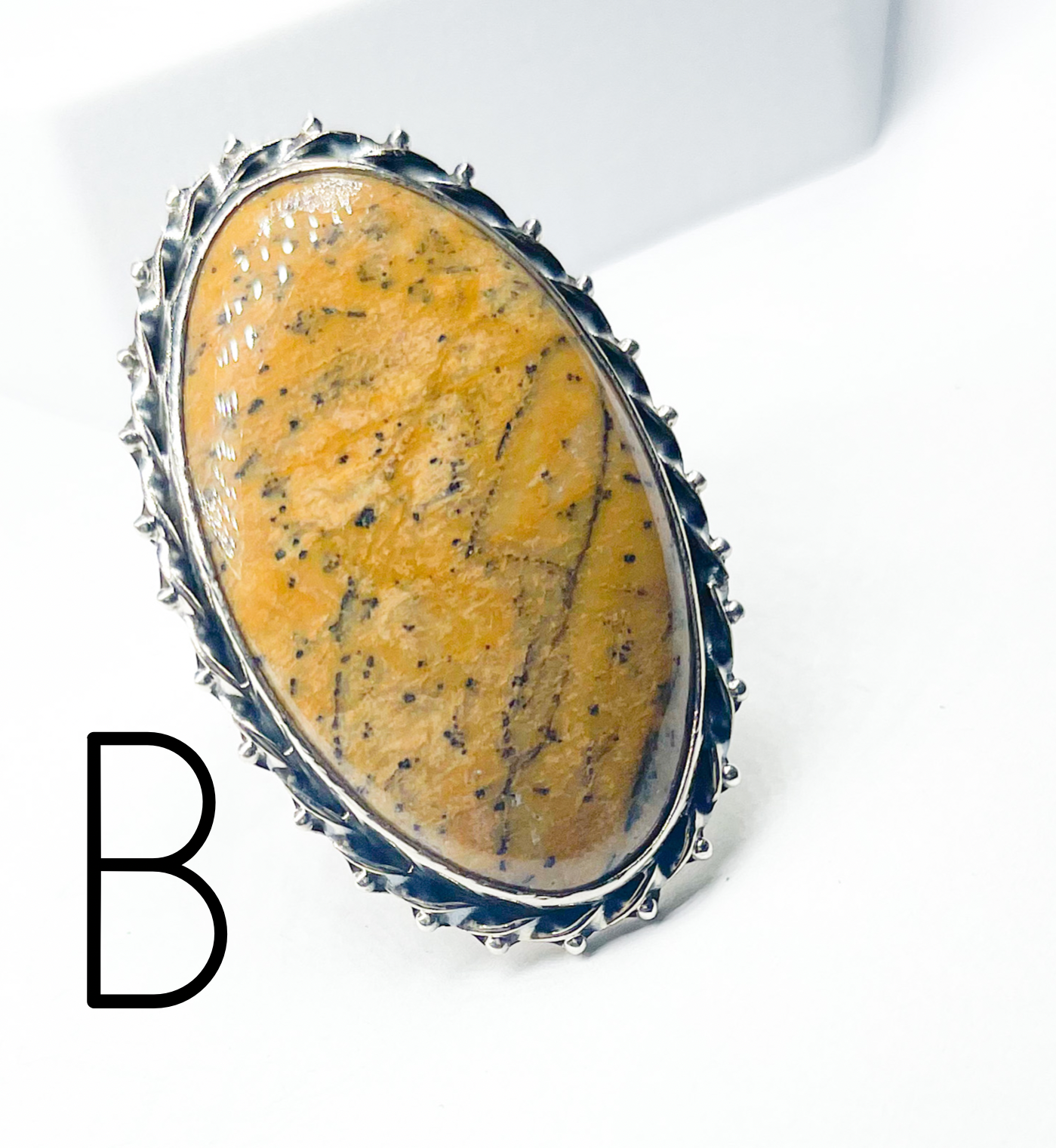 Peanut Jasper Flex Cuff Statement ring-Solid Sterling Silver