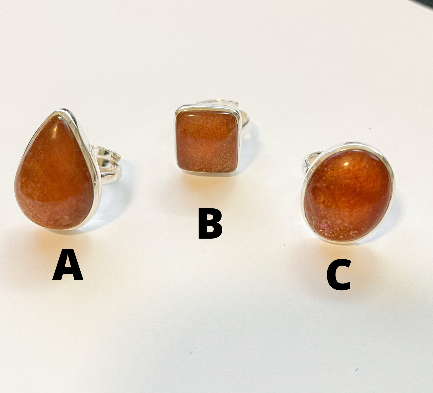 Sun Stone Adjustable ring-Solid Sterling Silver
