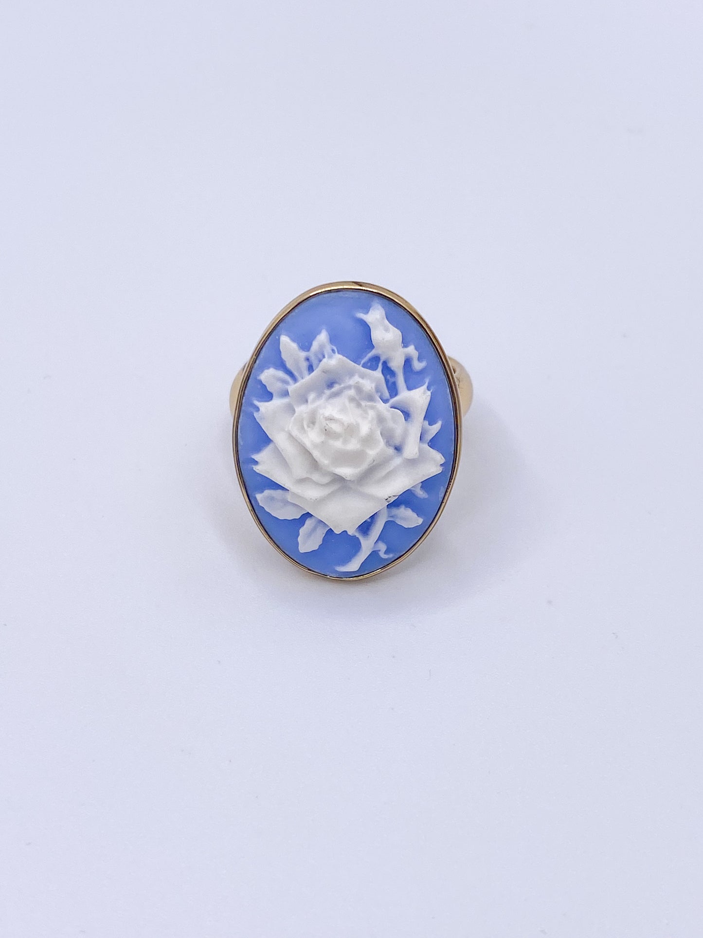 Cameo Blue Rose Adjustable Ring - Alchemia