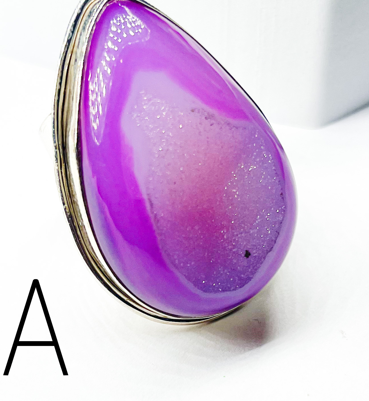 Purple Tear Druzy Flex Cuff-Solid Sterling Silver