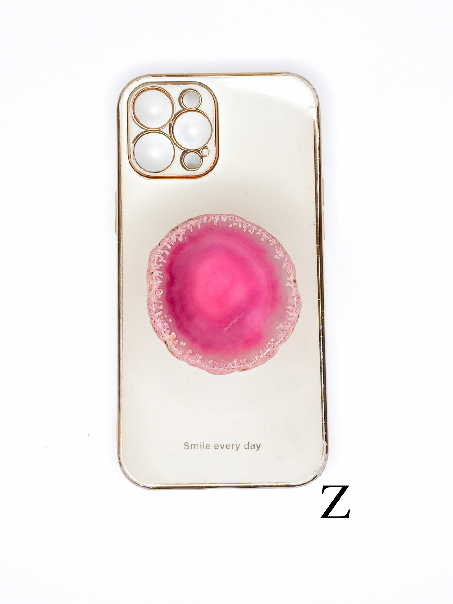 Pink Natural Raw Agate Phone Stone