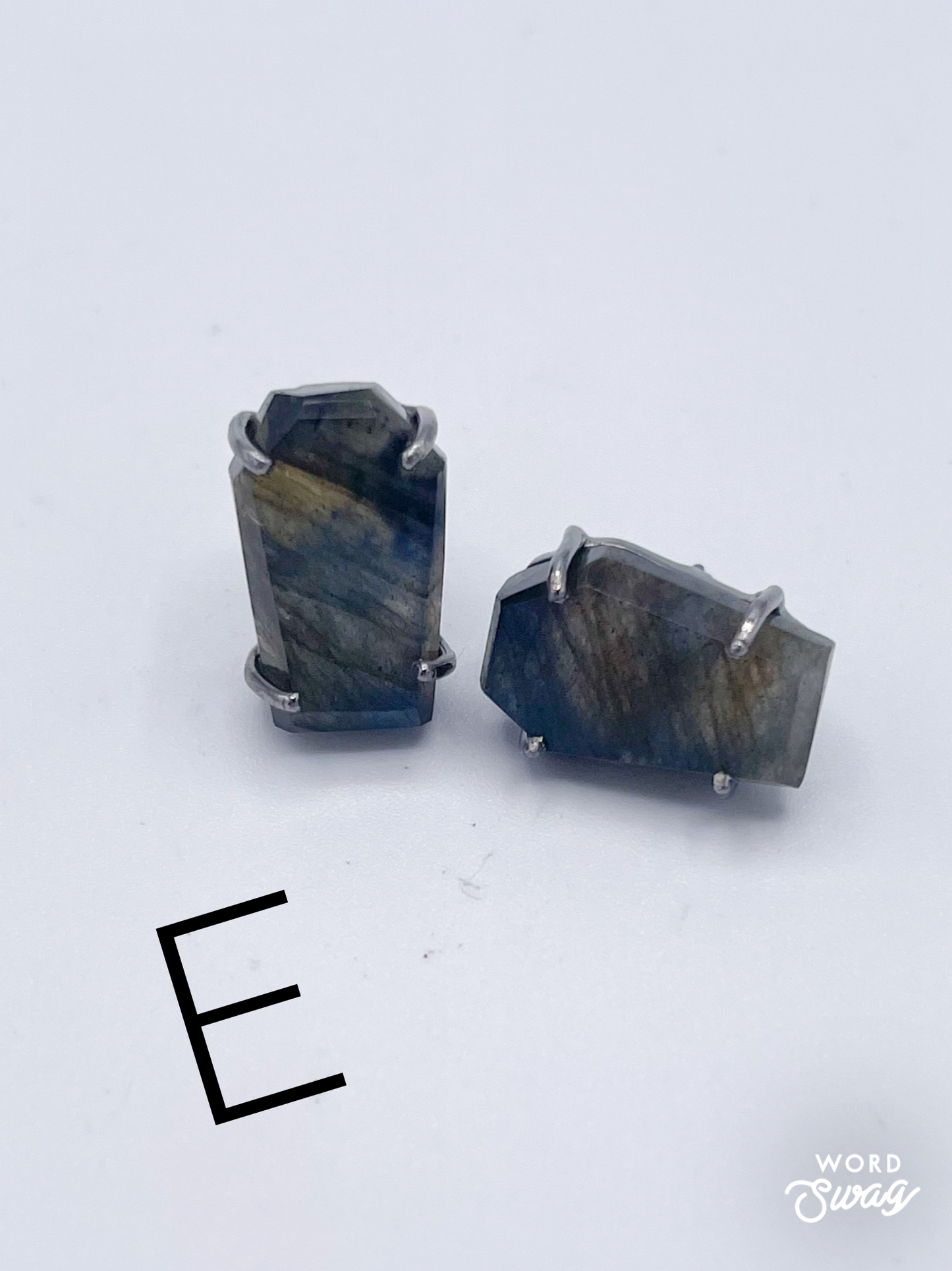 Labradorite Coffin Studs-Solid Sterling Silver