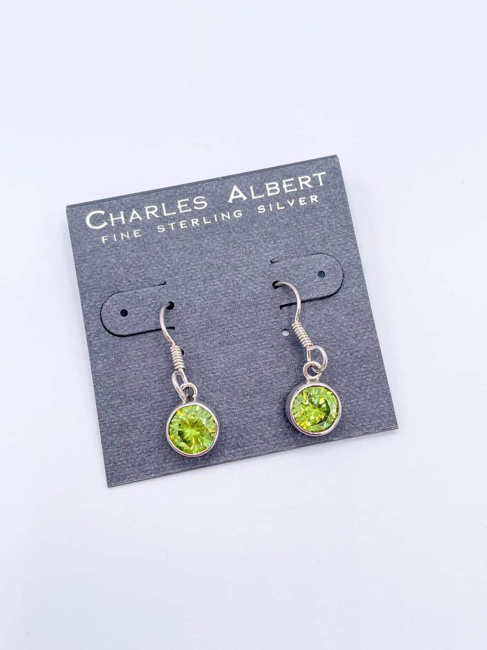 Synthetic Peridot Drop Earrings-Solid Sterling Silver