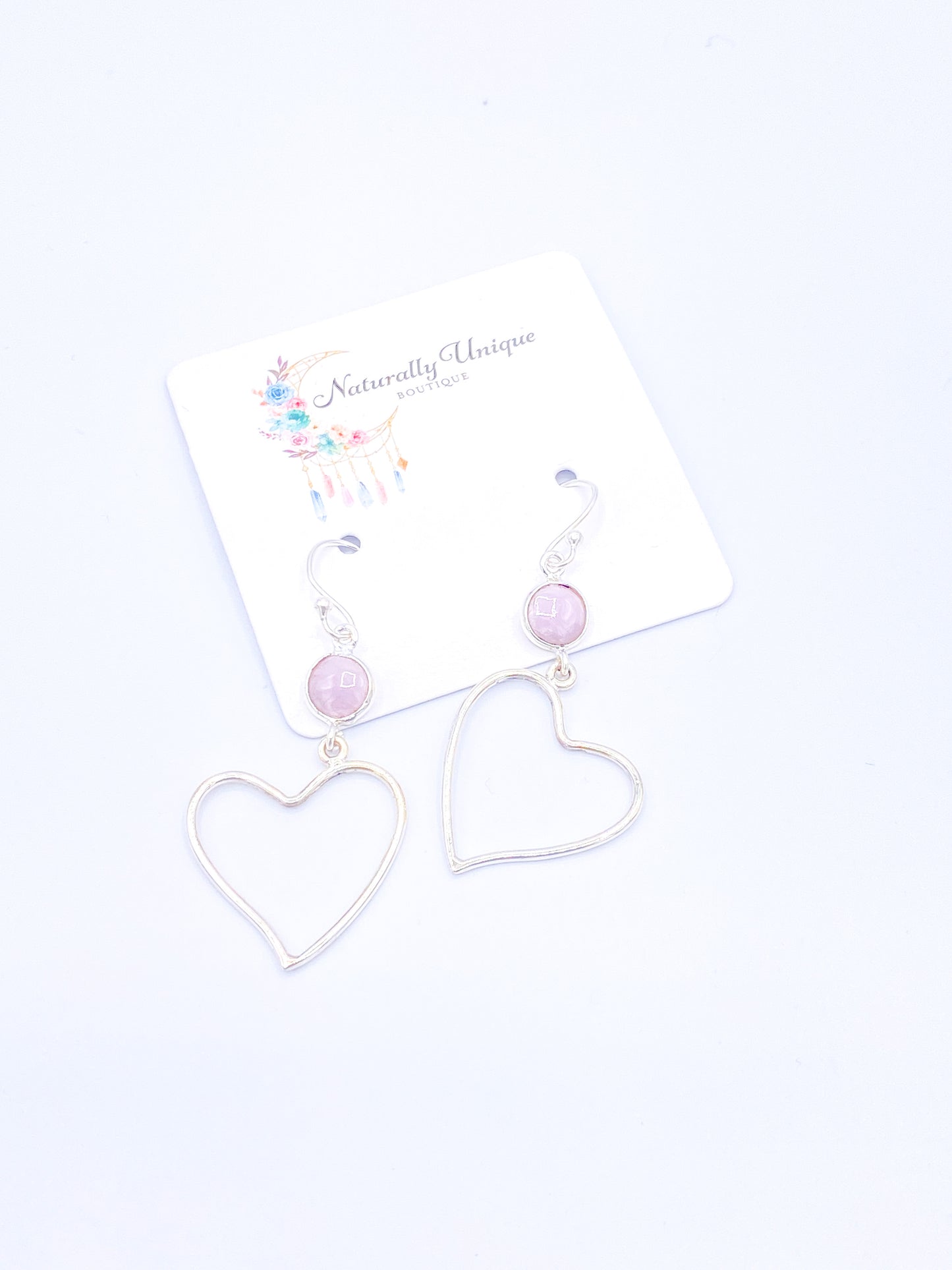 Pink Kunzite Heart Dangles - Solid Sterling Silver