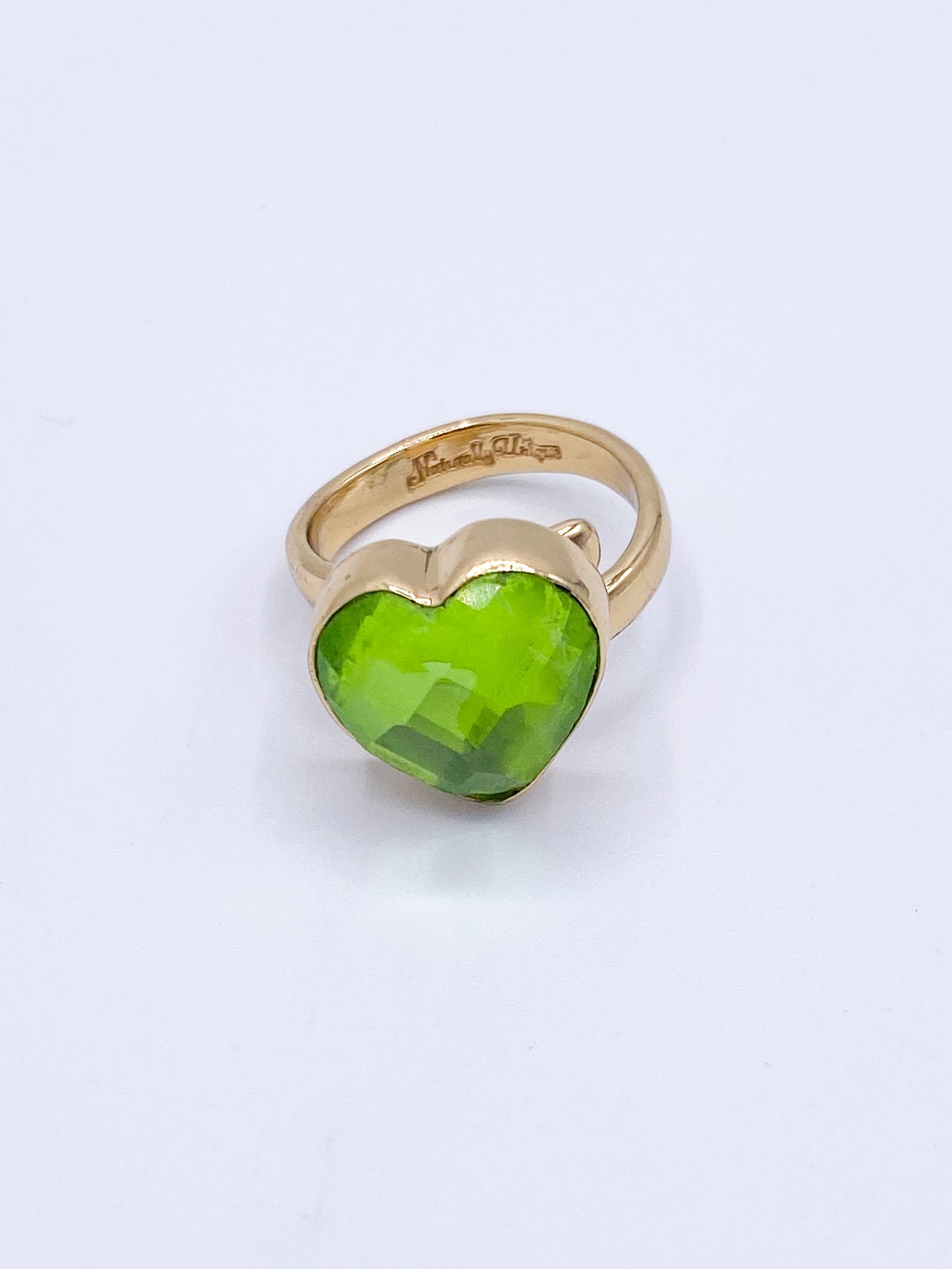 Green Resin Heart Adjustable Ring - Alchemia