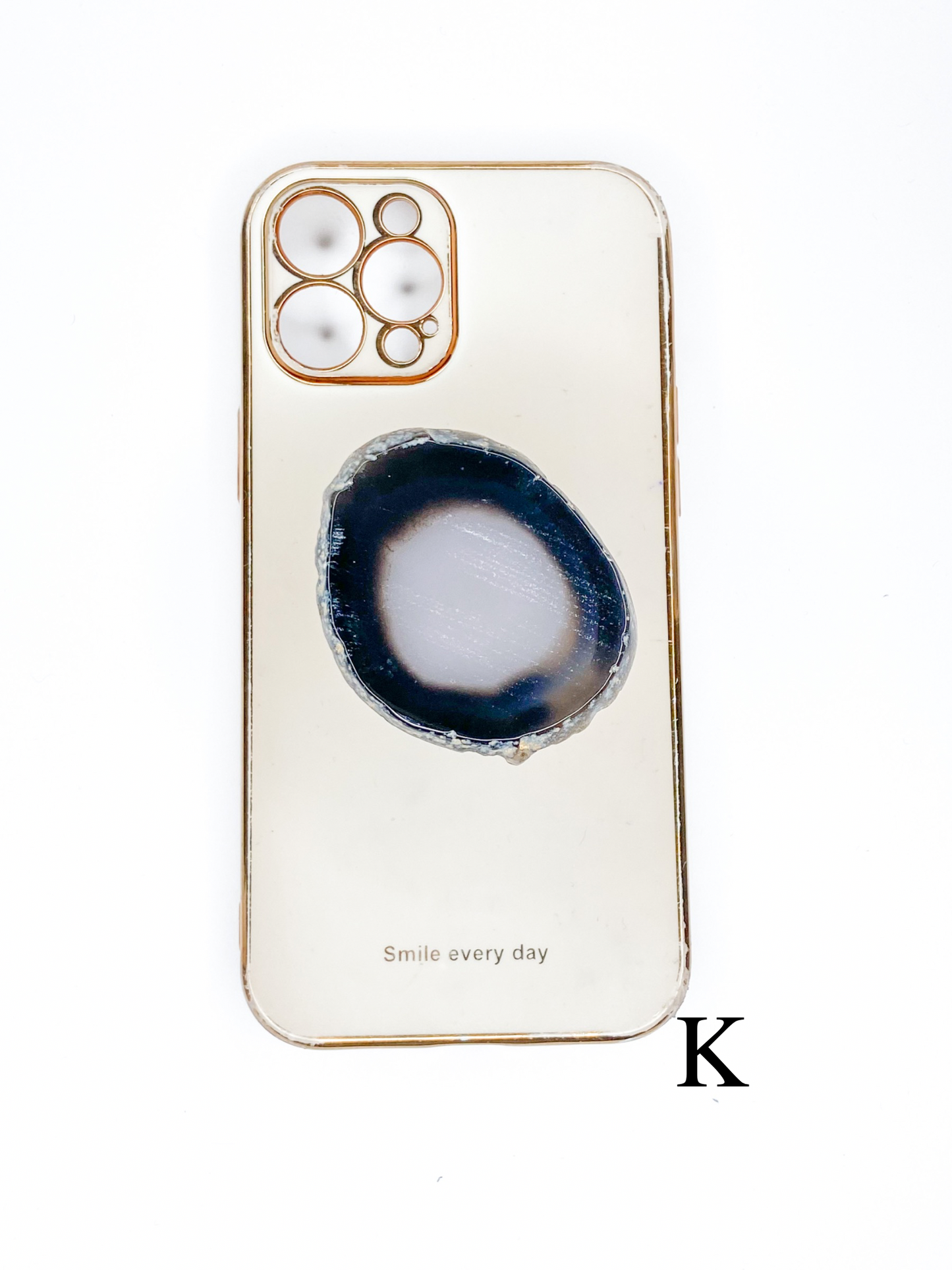 Black Natural Raw Agate Phone Stone