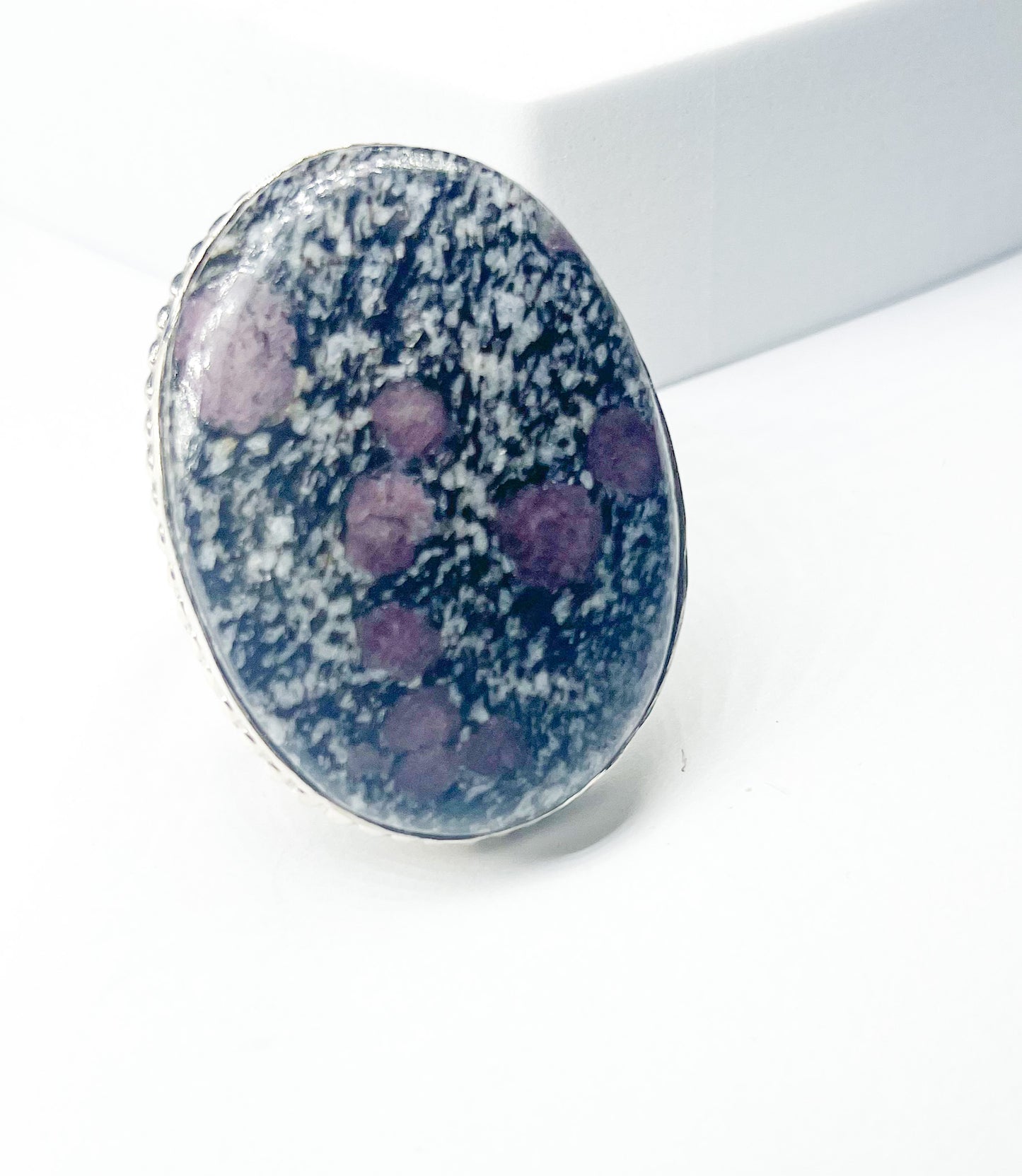 Ruby in Granite Adjustable Ring -Solid Sterling Silver