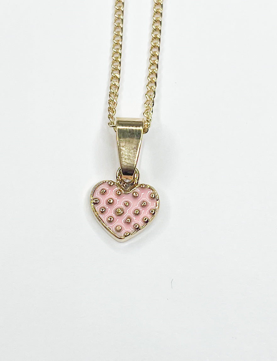 Pink Hearts Charm with dainty Studs-18k Gold Filed