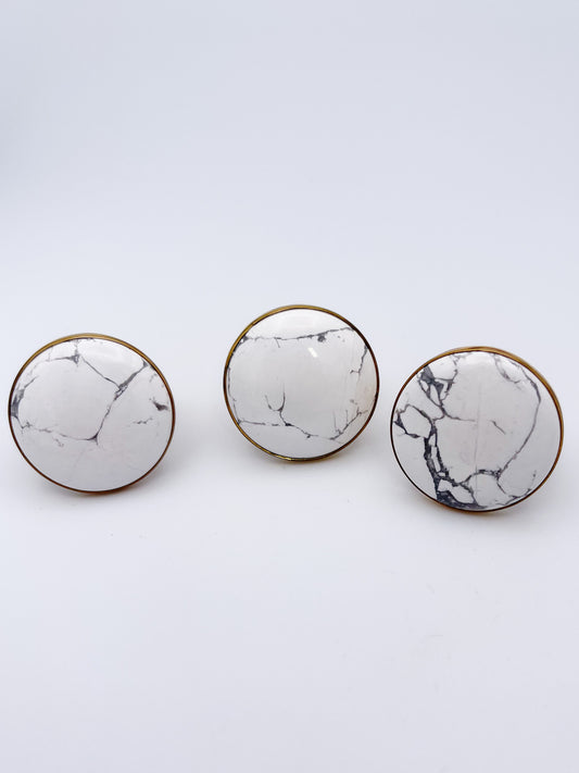 White Howlite Polka Dot Ring-Alchemia