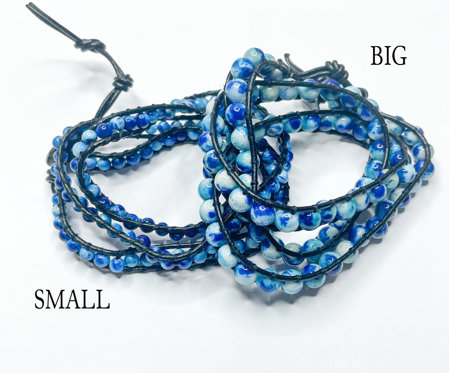 Blue Agate Super Long Leather Wrap - 105