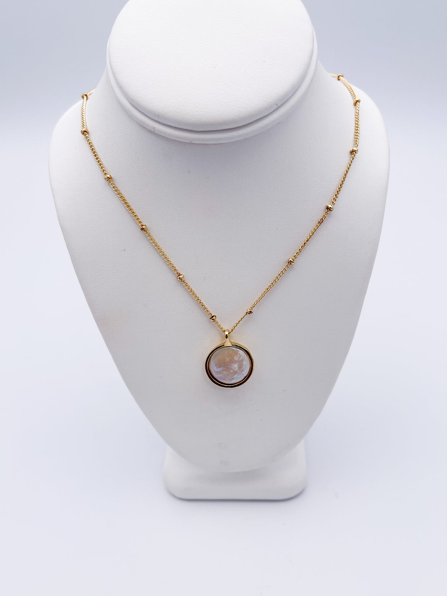 Baroque Pearl -18k Plate Necklace