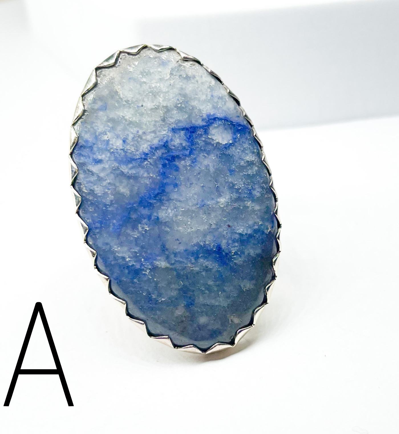 Beautiful Sodalite Statement Ring with Flex Cuff-Solid Sterling Silver