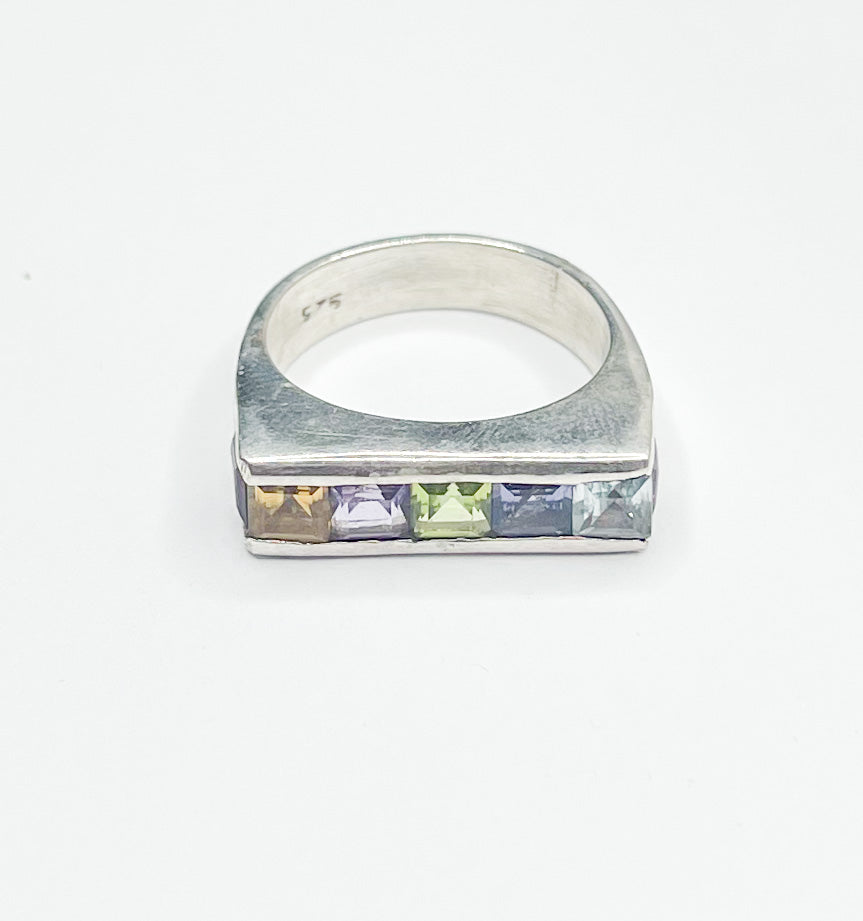 Size 8 Multi Gem Ring-Solid Sterling Silver