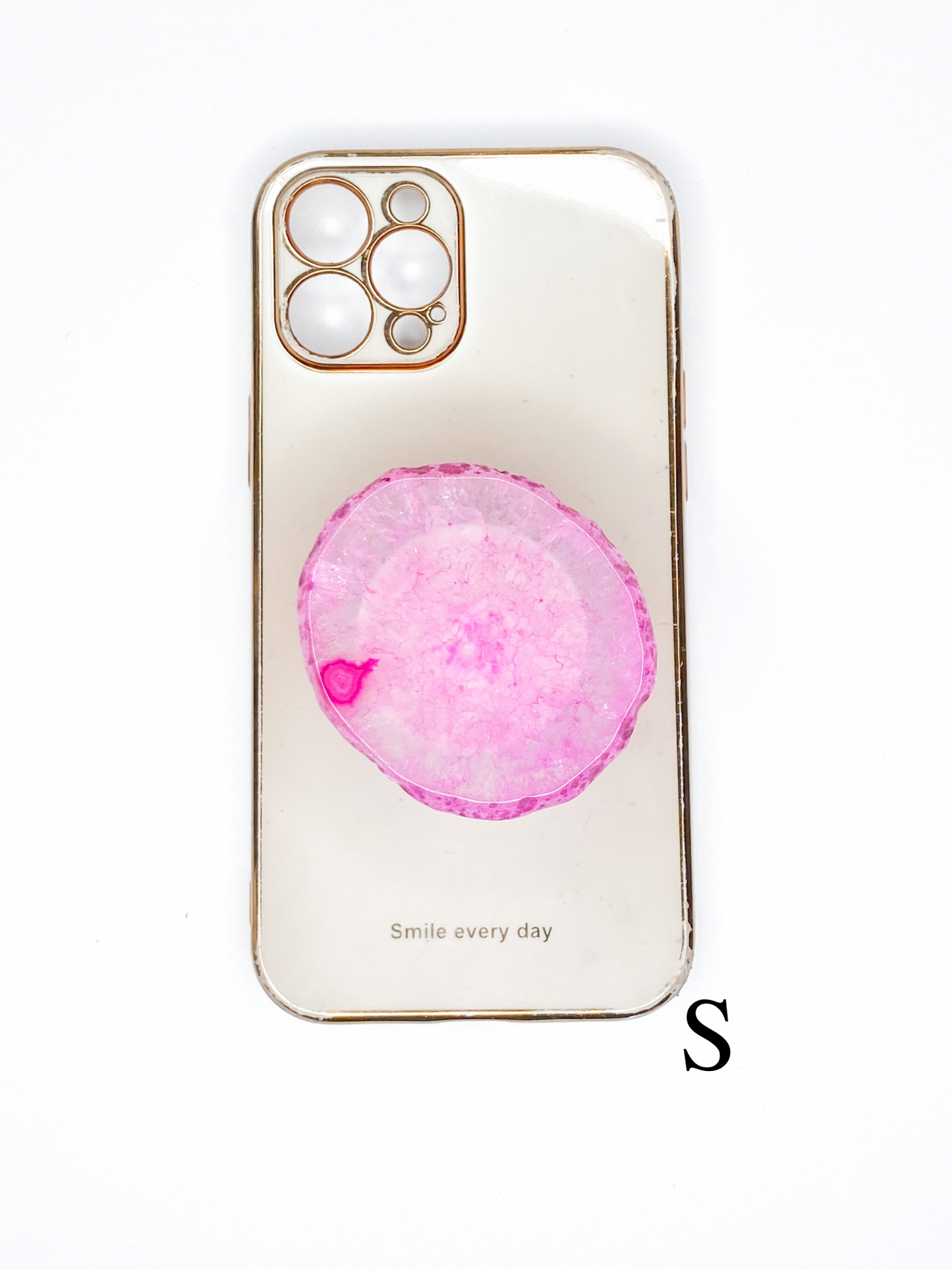 Pink Natural Raw Agate Phone Stone