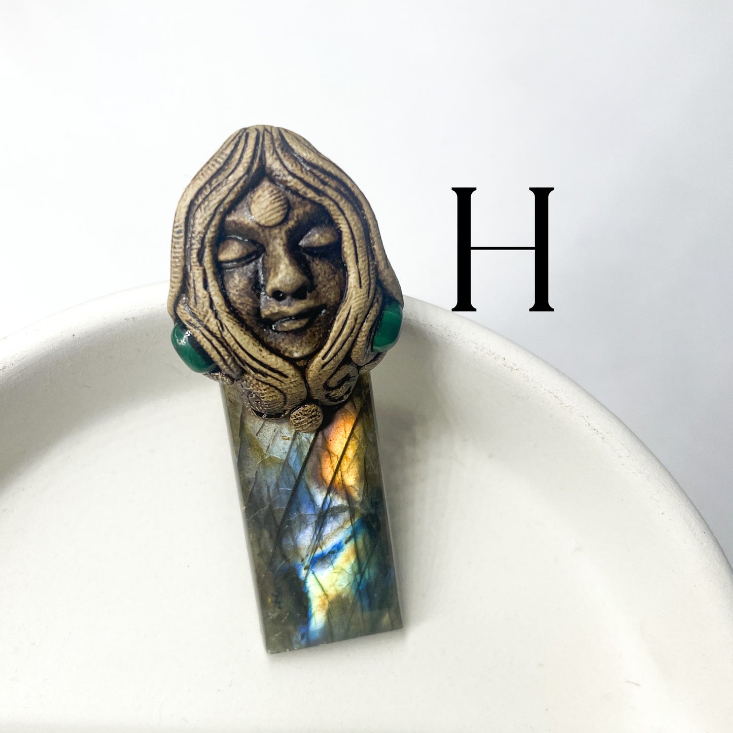 Face Labradorite Clay Pendants