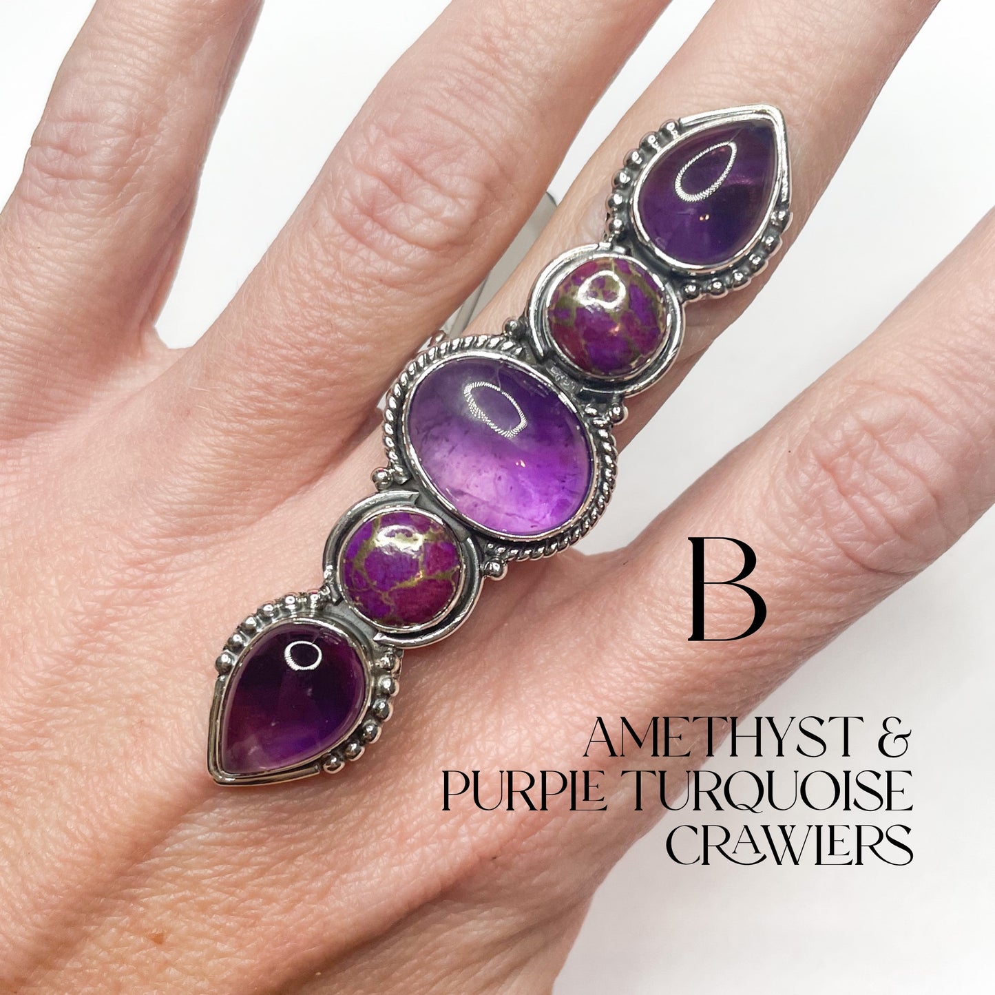 Amethyst Mix Crawlers- Solid Sterling Silver