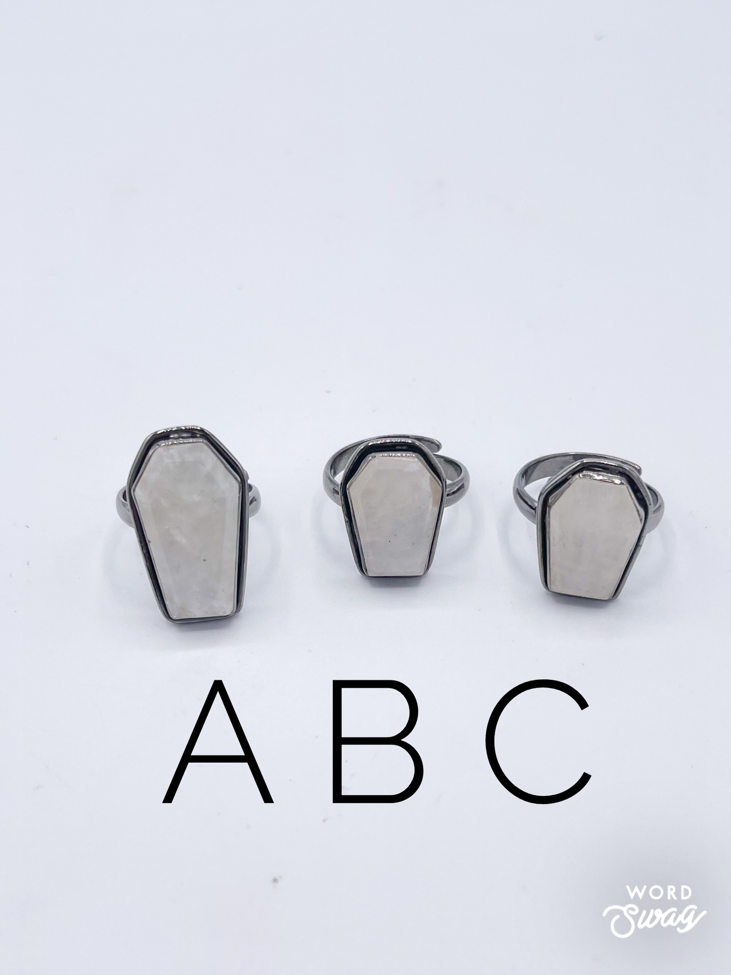 Rainbow Moonstone Coffin Lip Ring - Solid Sterling Silver