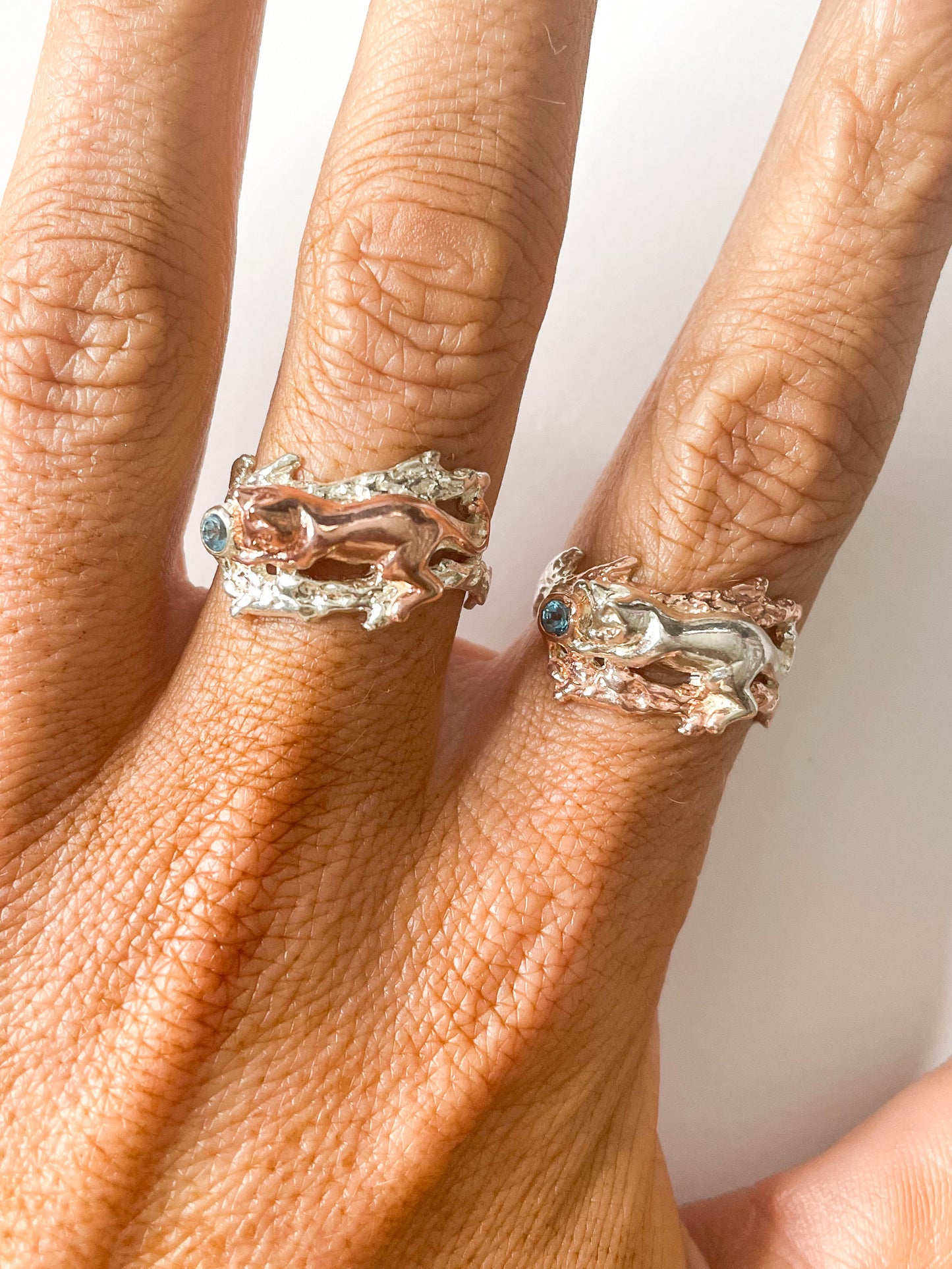 Rose Gold Kitten Yarn Ring - Solid Sterling Silver