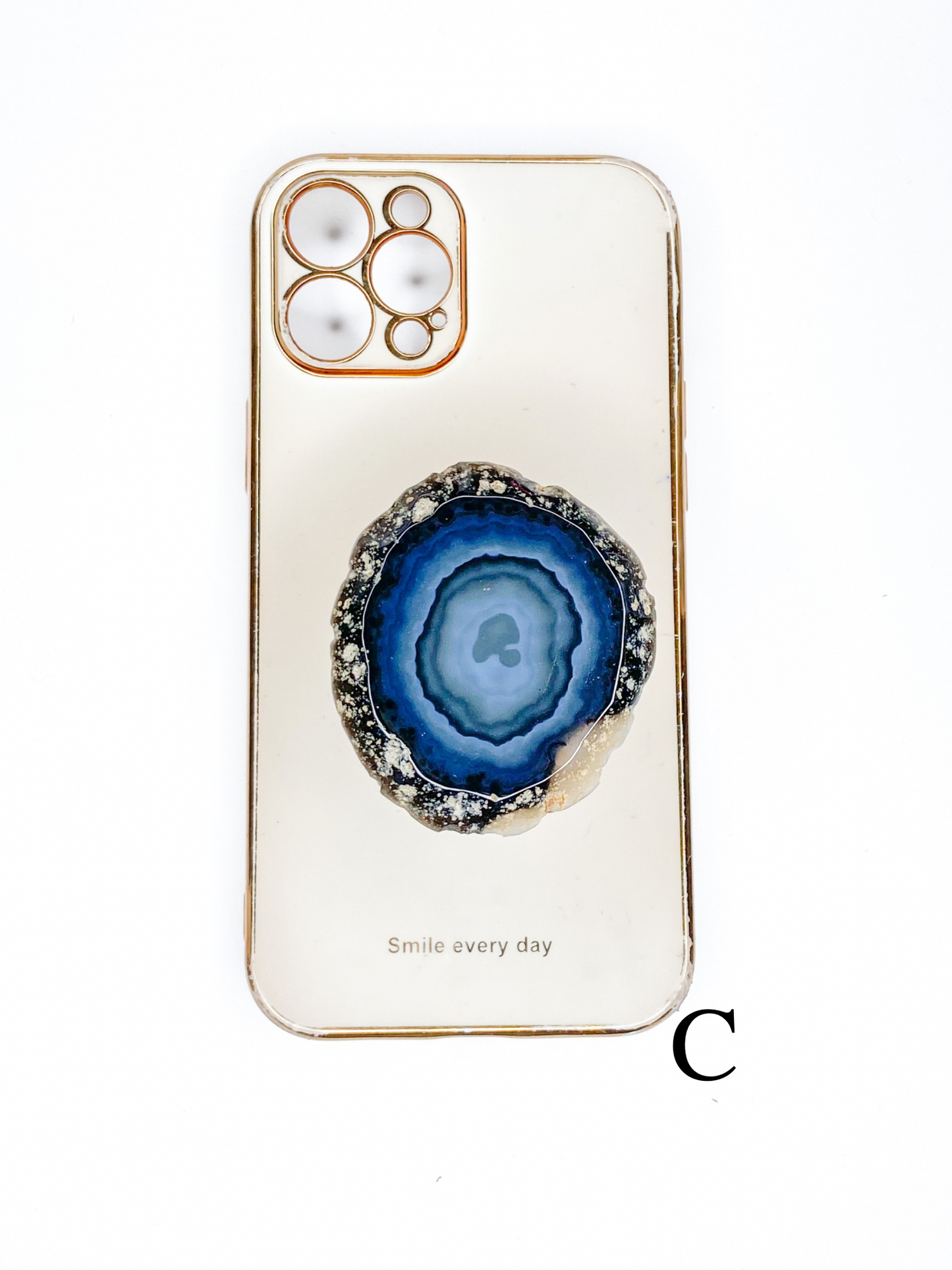 Black Natural Raw Agate Phone Stone