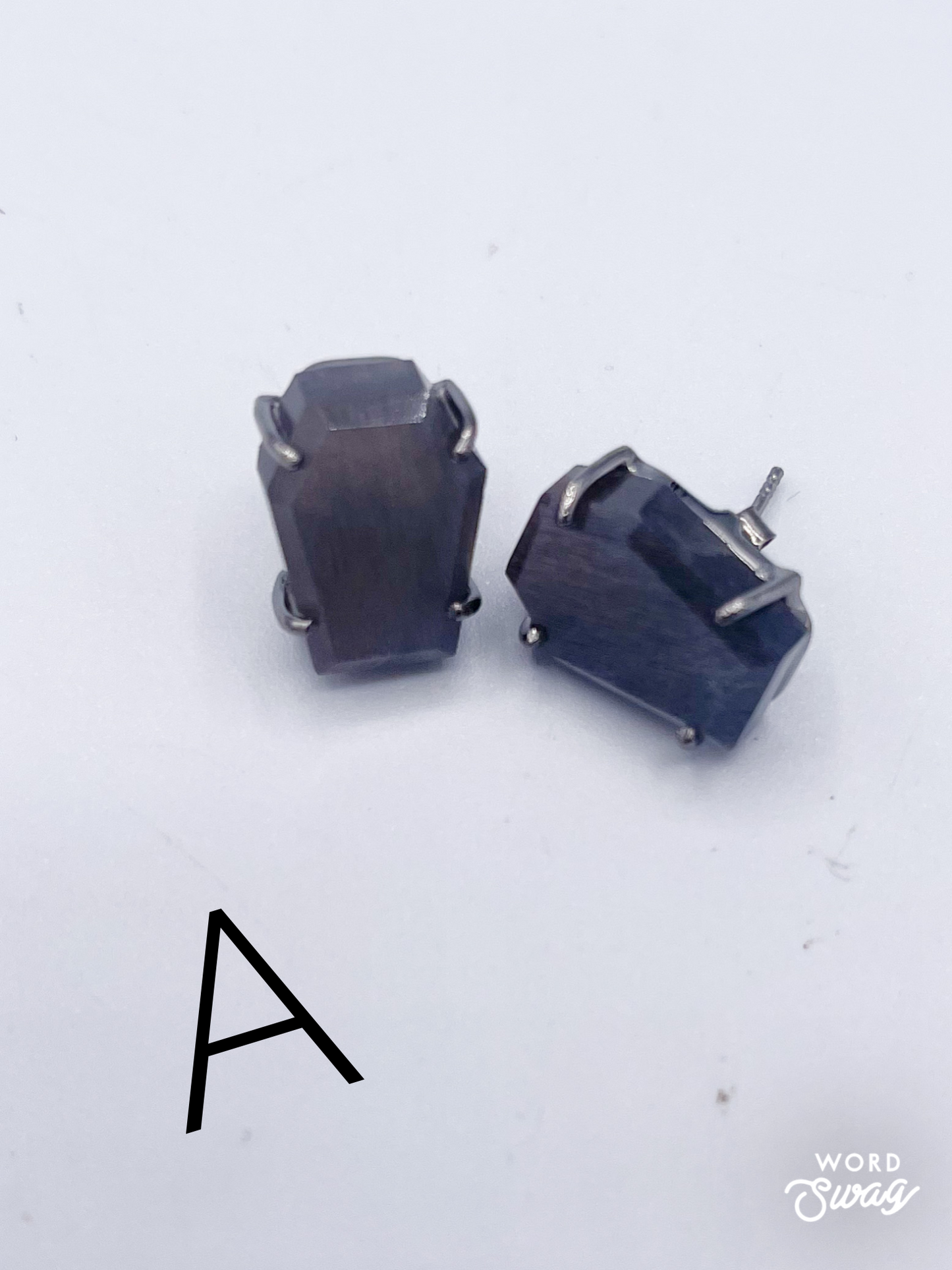 Labradorite Coffin Studs-Solid Sterling Silver