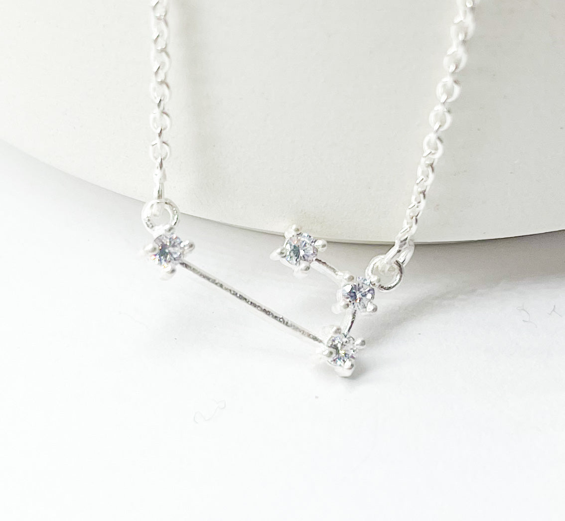 Aries Zodiac Necklace-Silver Constellation