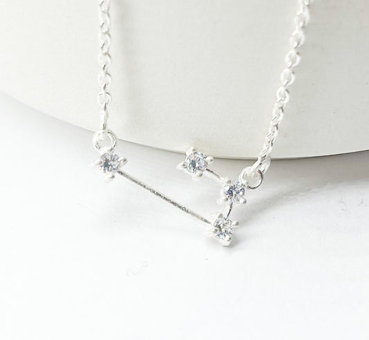 Aries Zodiac Necklace-Silver Constellation