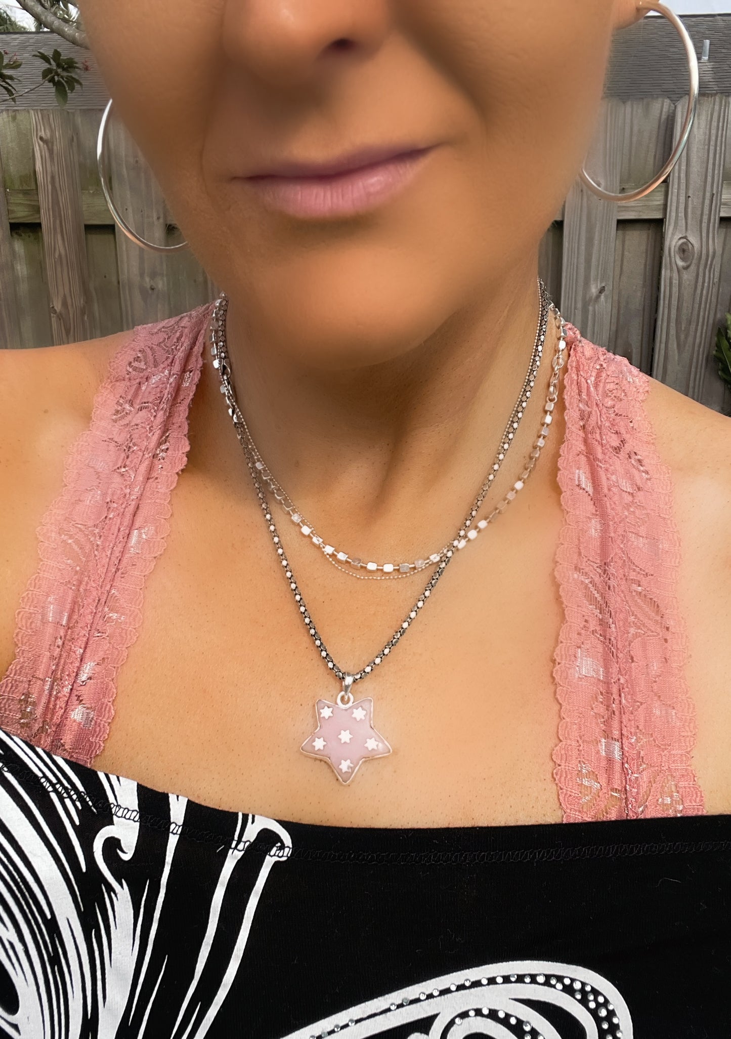 Starry Pink Opal Star Pendant - SSS