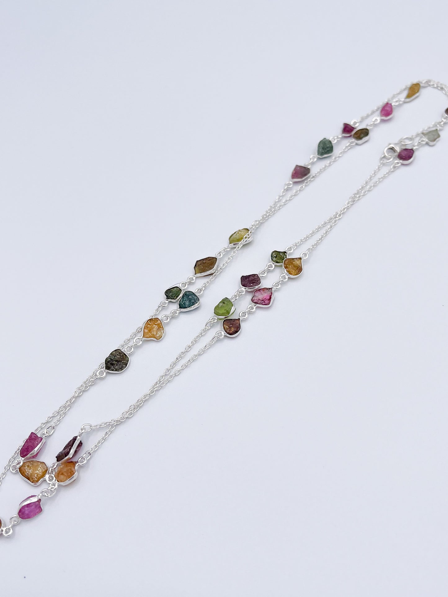 Triple Tourmaline Necklace - Solid Sterling Silver