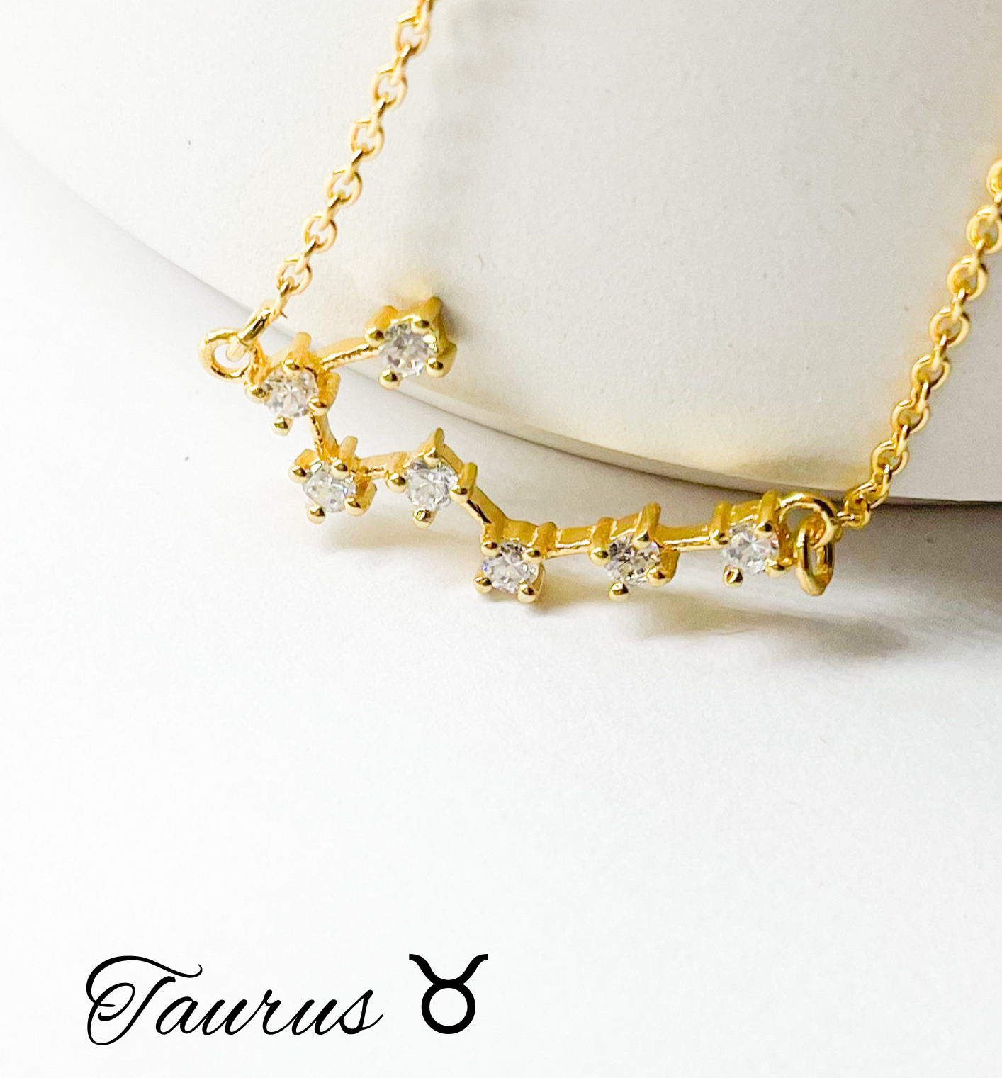 Taurus Zodiac Necklace-Gold Constellation