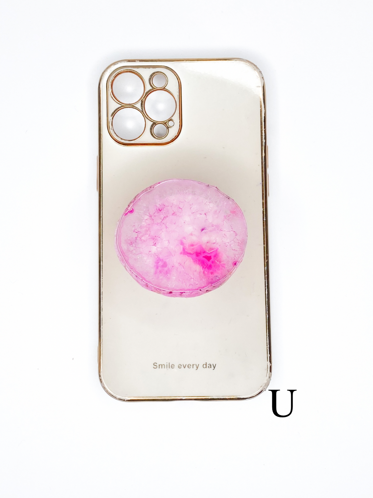 Pink Natural Raw Agate Phone Stone