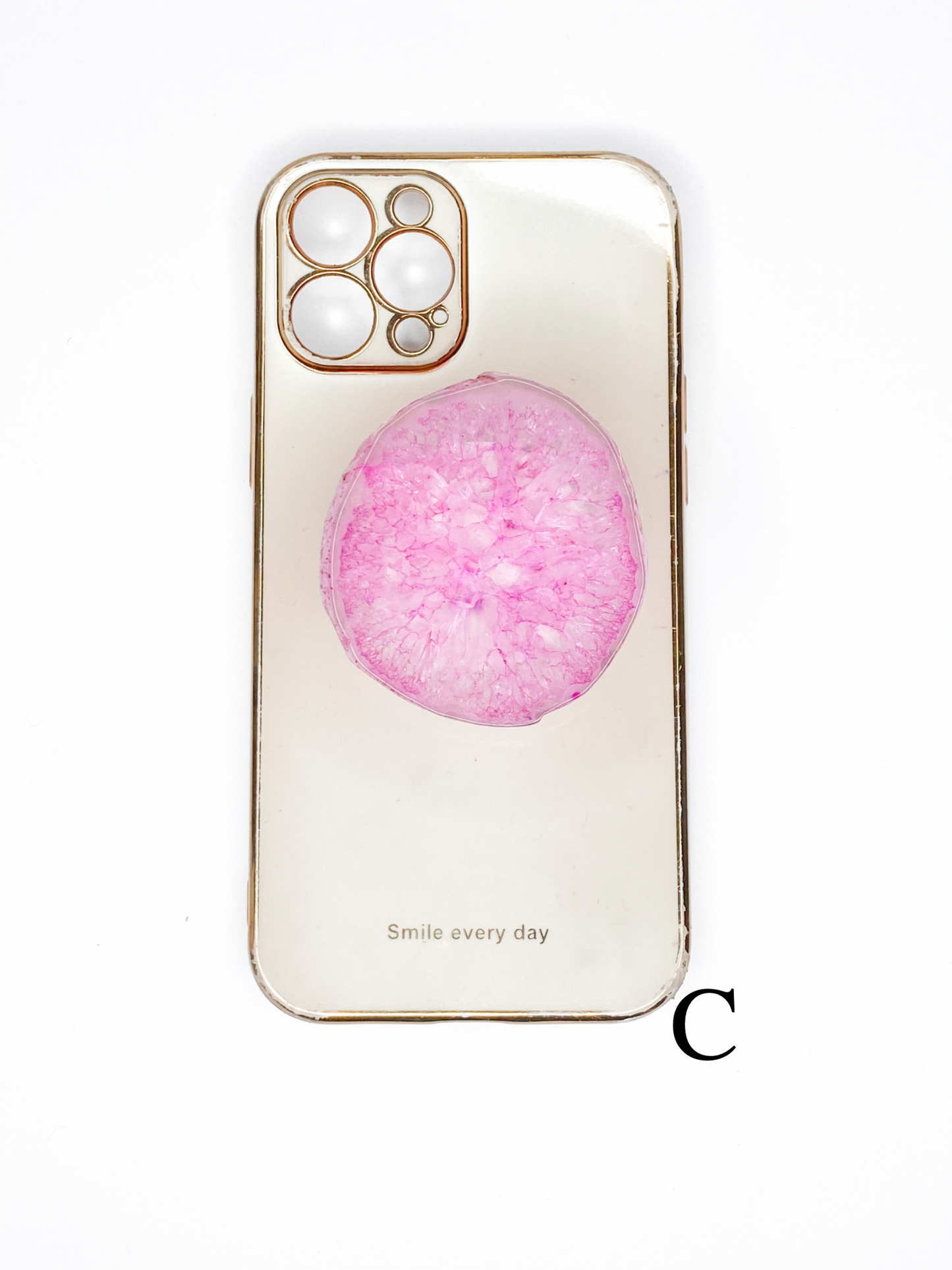 Pink Natural Raw Agate Phone Stone