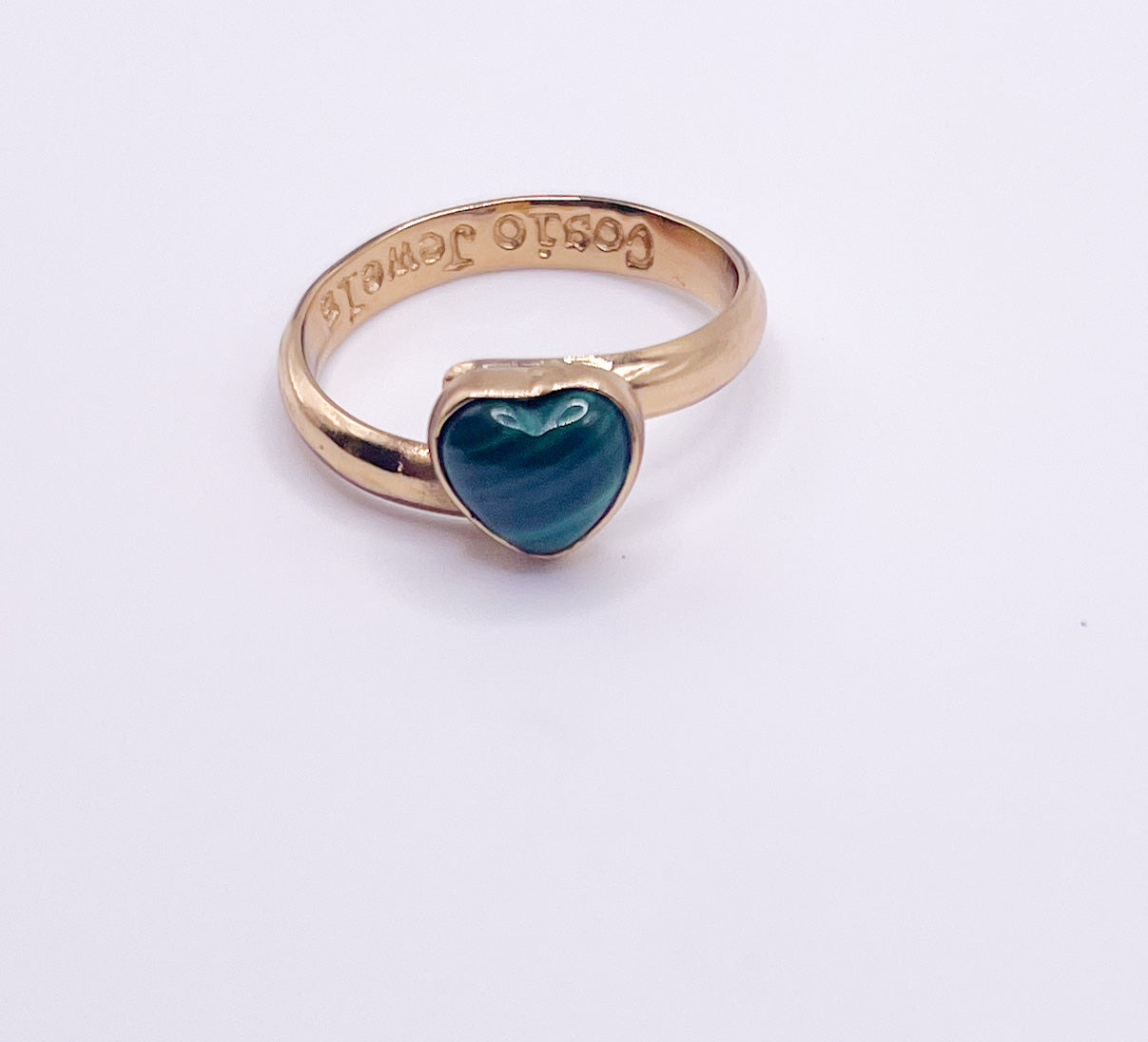 Dainty Malachite Heart ring- Alchemia