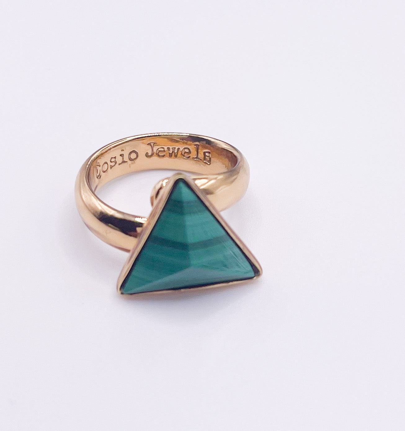 Malachite Triangle Adjustable Rings-Alchemia