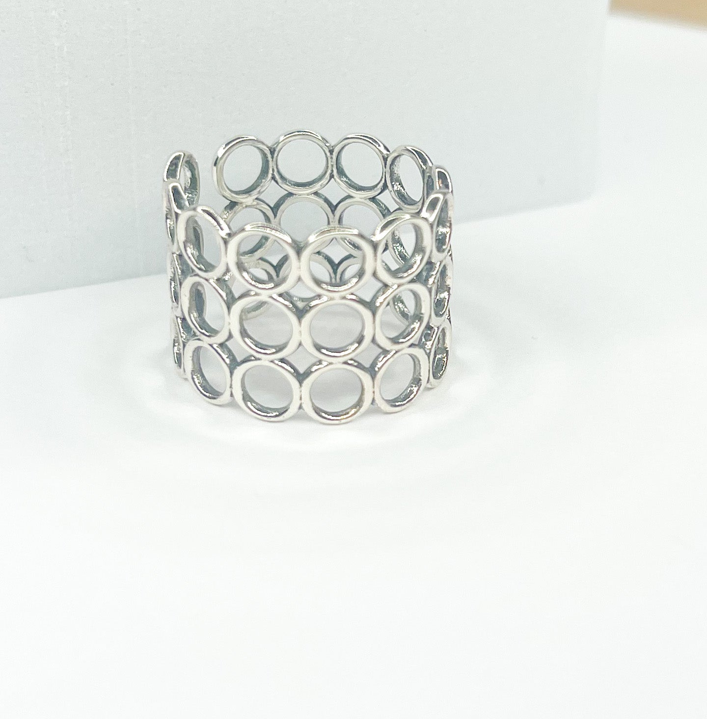 Weave Adjustable Cuff Ring - Solid Sterling Silver