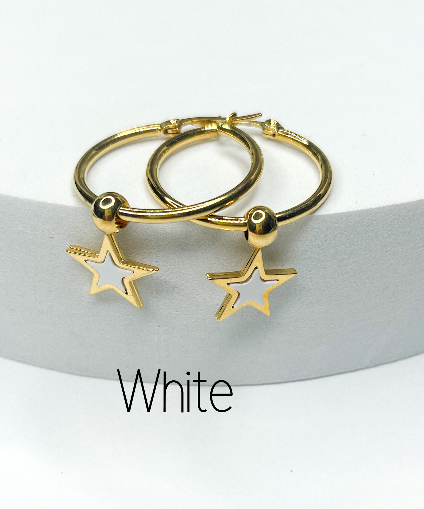 Hoops w Star Dangles-18k Gold filled