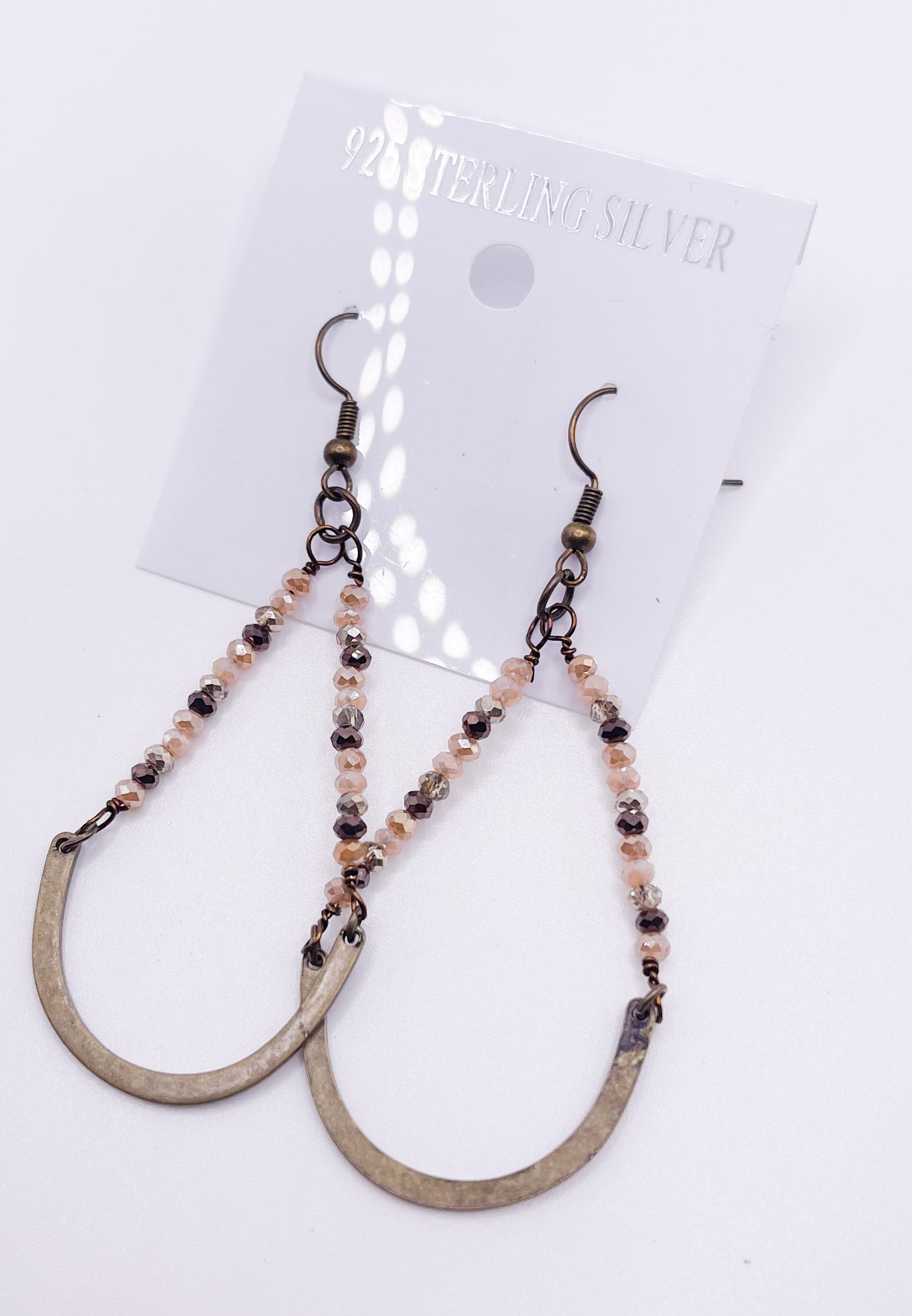 Drop Down Dangles Pink Rosey Color-Solid Sterling Silver