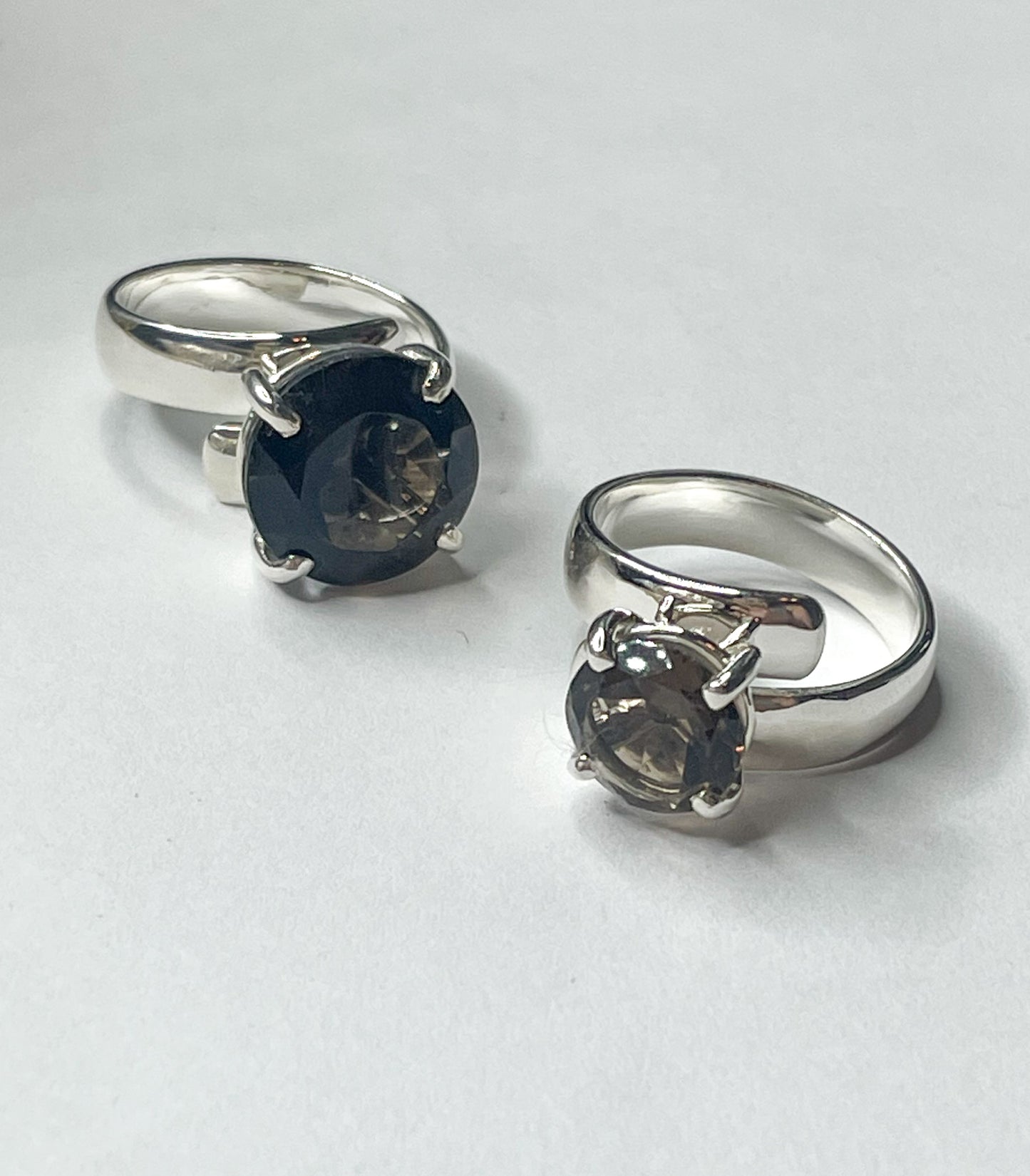 Smokey Round Ring - Solid Sterling Silver